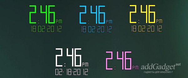  Цветные цифровые часы для Windows 7