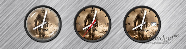 Часы с наложенным эффектом стелка, включенной секундной стрелкой и текущей датой