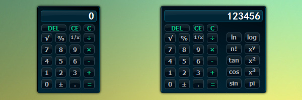 Калькулятор с двумя раскладками: простая и с математическими функциями