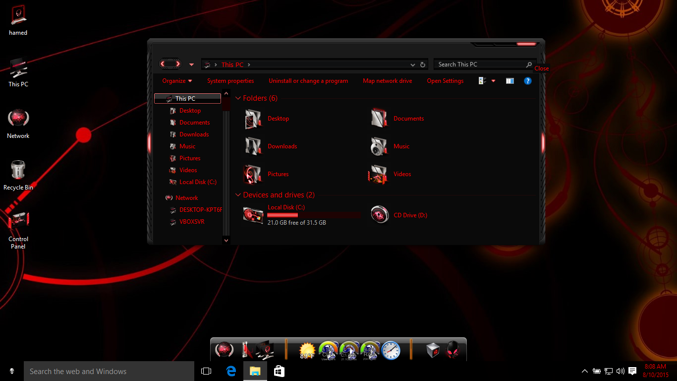 Тема «Alienred» Для Windows 10 — Качественная Темно-Красная Тема В.
