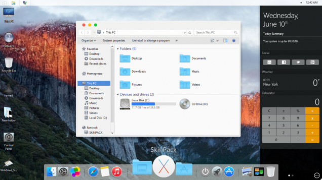 Оригинальный дизайн темы под Mac OS X El Capitan - Скриншот #1